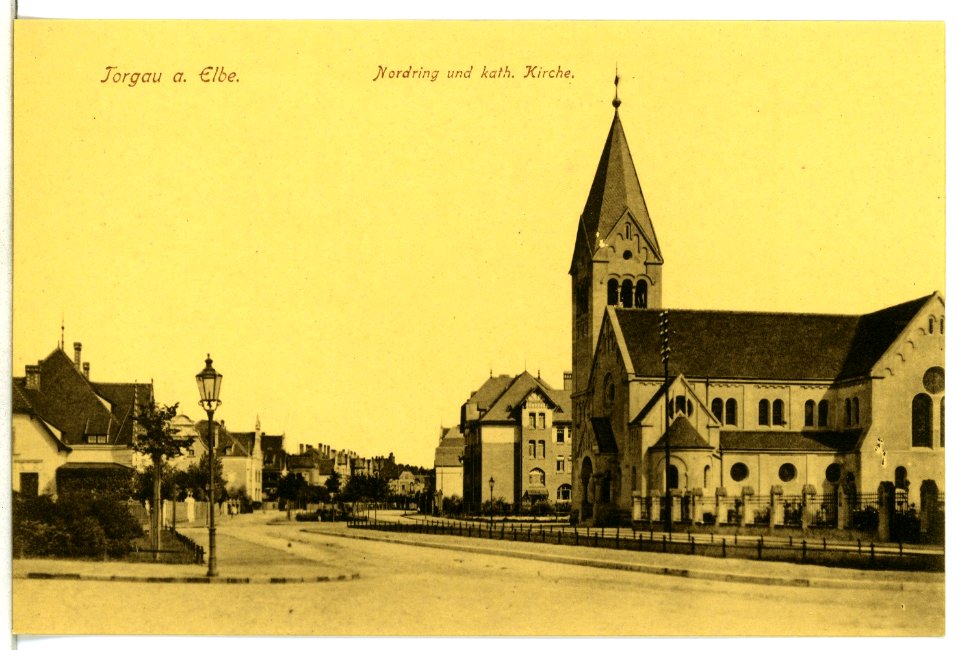 12557-Torgau-1911-Nordring und katholische Kirche-Brück & Sohn Kunstverlag