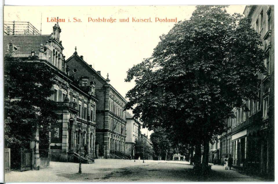 15096-Löbau-1912-Poststraße und Postamt-Brück & Sohn Kunstverlag