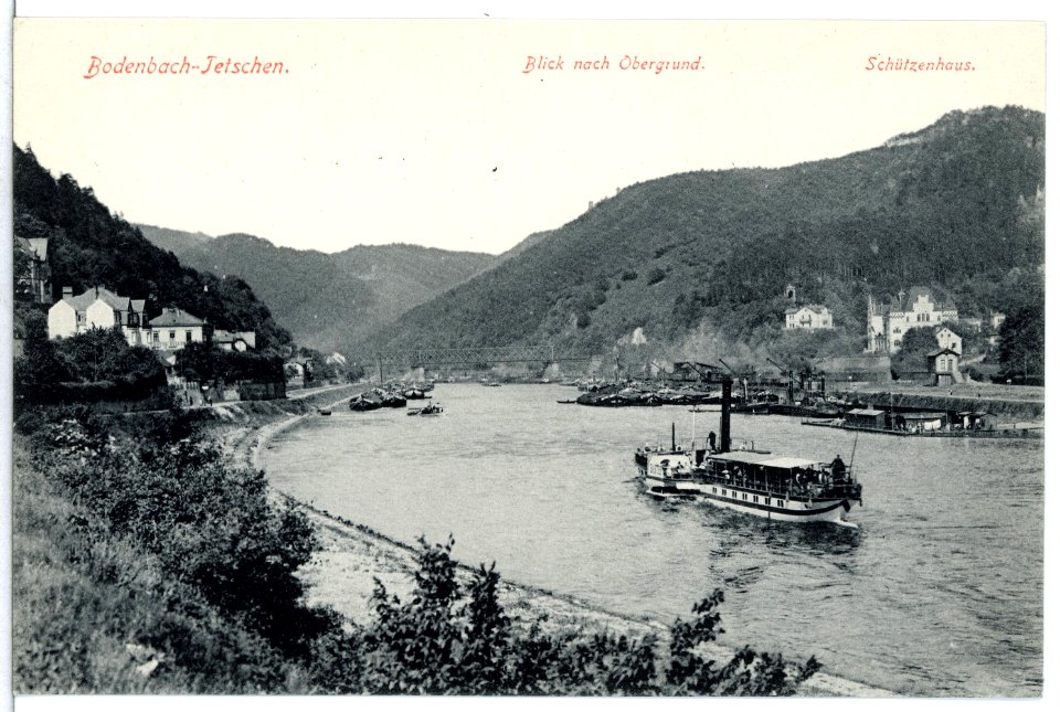 13372-Bodenbach-1911-Obergrund - Elbe mit Dampfer Bastei-Brück & Sohn Kunstverlag
