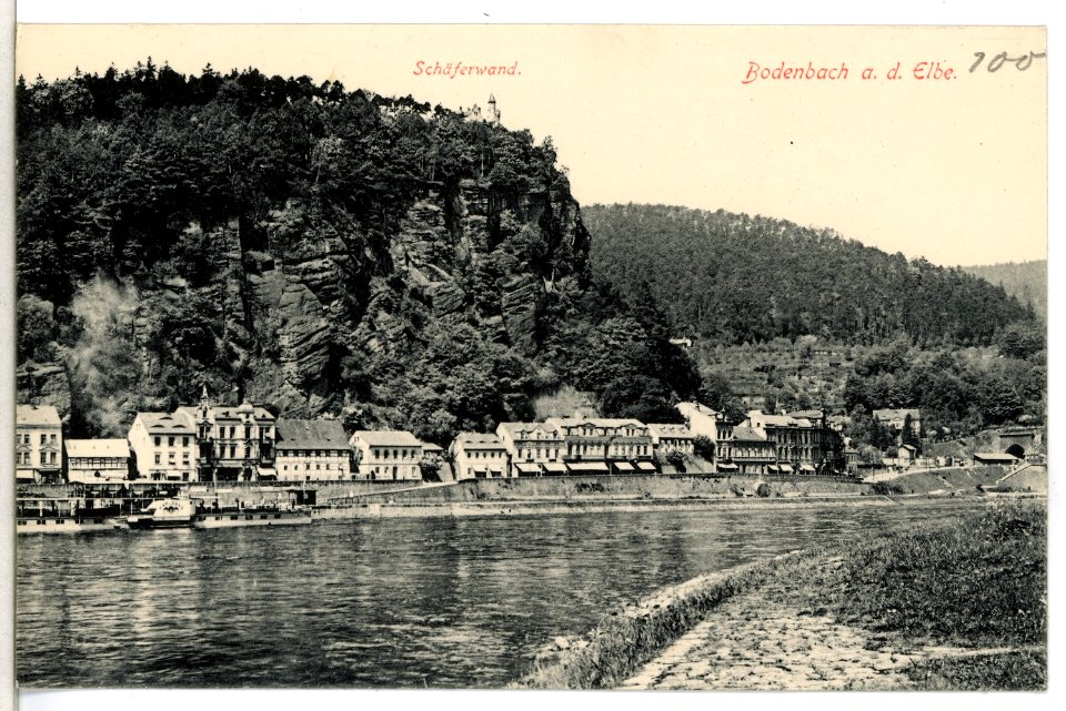 12516-Bodenbach-1911-Schäferwand - Elbe mit Dampfer Karlsbad-Brück & Sohn Kunstverlag
