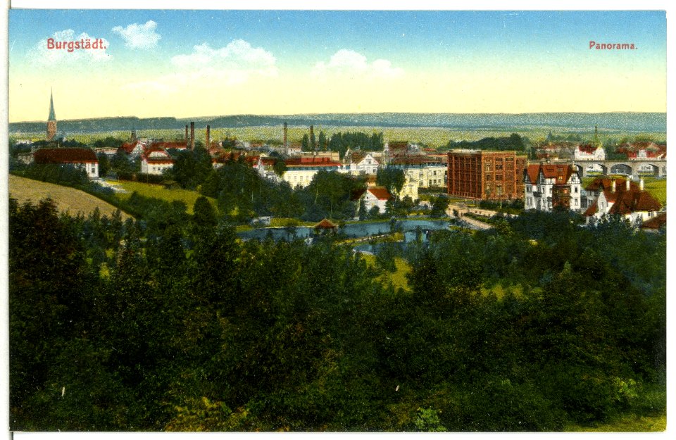 15153-Burgstädt-1912-Blick auf Burgstädt - Panorama-Brück & Sohn Kunstverlag