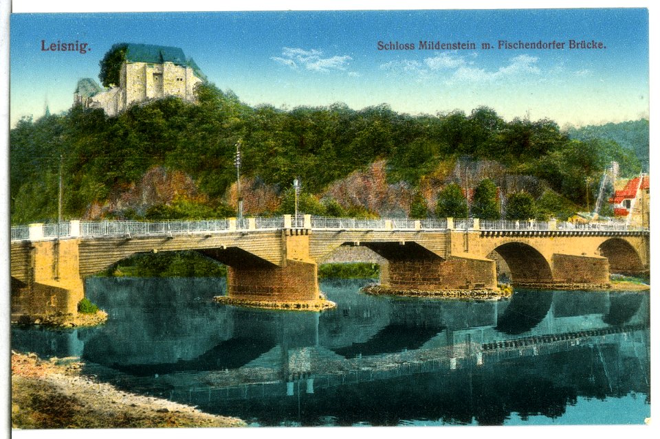 15076-Leisnig-1912-Schloß Mildenstein und Fischendorfer Brücke-Brück & Sohn Kunstverlag