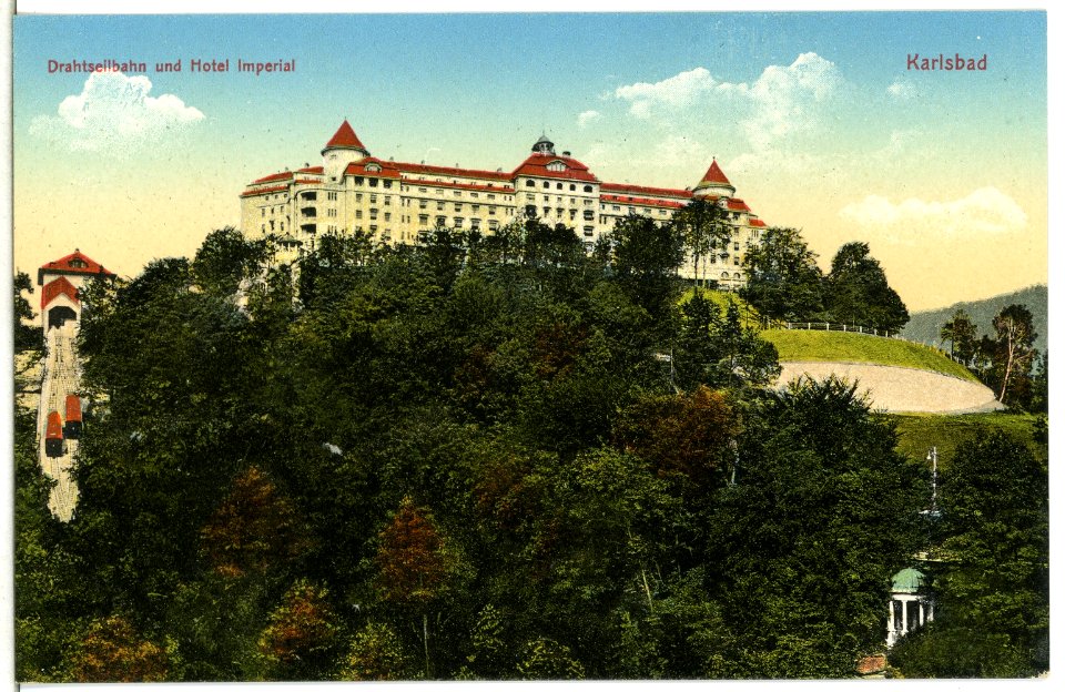 15447-Karlsbad-1913-Drahtseilbahn und Grandhotel Imperial-Brück & Sohn Kunstverlag