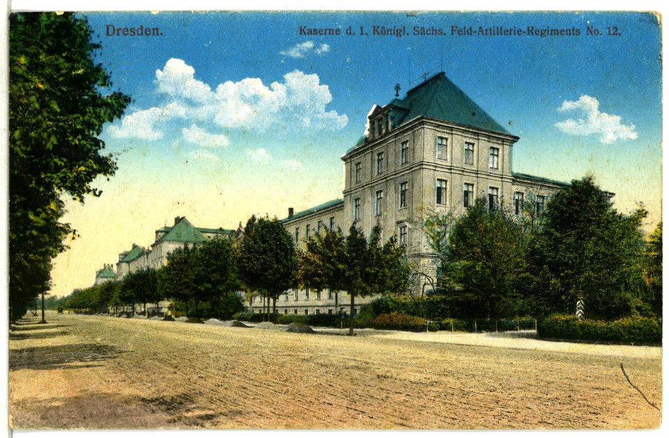 13005-Dresden-1911-Kaserne des 1. Königlich Sächsischen Feld-Artillerie-Regiments Nr. 12-Brück & Sohn Kunstverlag