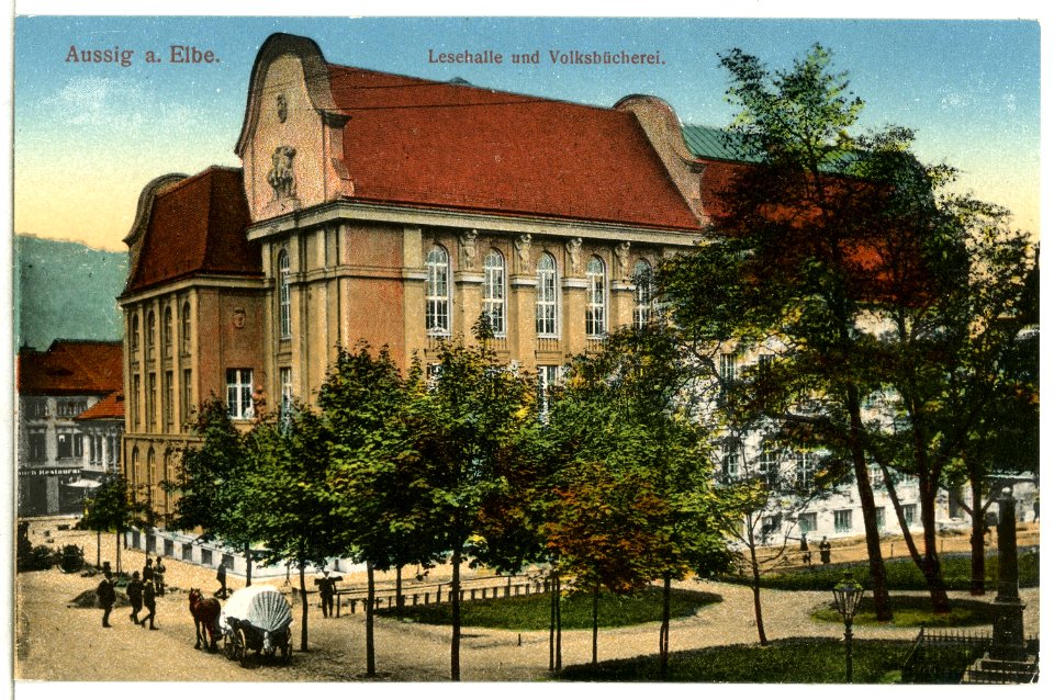 15392-Aussig-1913-Lesehalle und Volksbücherei-Brück & Sohn Kunstverlag