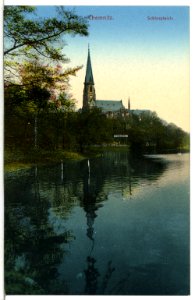 13074-Chemnitz-1911-Schloßteich und Schloßkirche-Brück & Sohn Kunstverlag