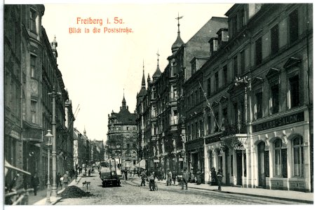 13100-Freiberg-1911-Blick in die Poststraße-Brück & Sohn Kunstverlag