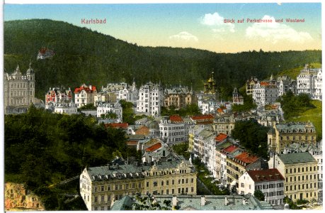 15438-Karlsbad-1913-Blick auf Parkstraße und Westend-Brück & Sohn Kunstverlag
