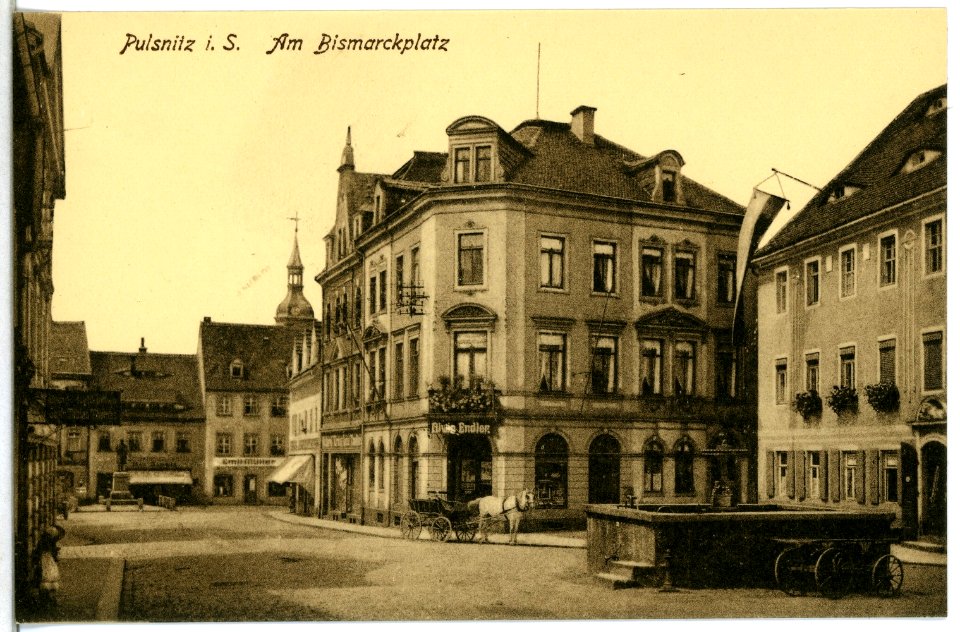 15001-Pulsnitz-1912-Am Bismarckplatz-Brück & Sohn Kunstverlag