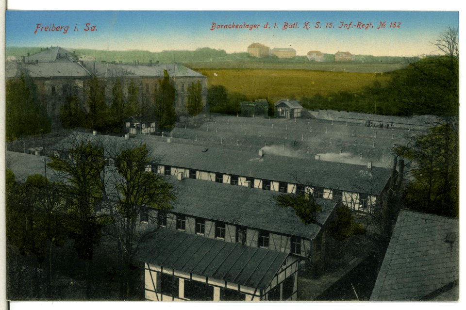 15250-Freiberg-1912-Barackenlager 1. Bataillon 16. Königlich Sächsisches Infanterie-Regiment Nr. 182-Brück & Sohn Kunstverlag