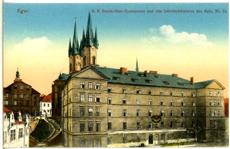 14972-Eger-1912-Obergymnasium und alte Infanterie-Kaserne des Regiment Nr. 73-Brück & Sohn Kunstverlag