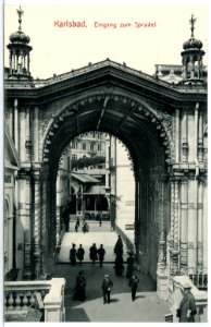 13334-Karlsbad-1911-Eingang zum Sprudel-Brück & Sohn Kunstverlag
