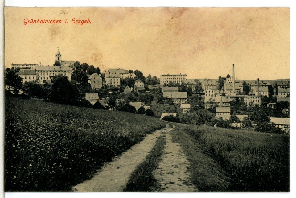 13403-Grünhainichen-1911-Blick auf Grünhainichen-Brück & Sohn Kunstverlag