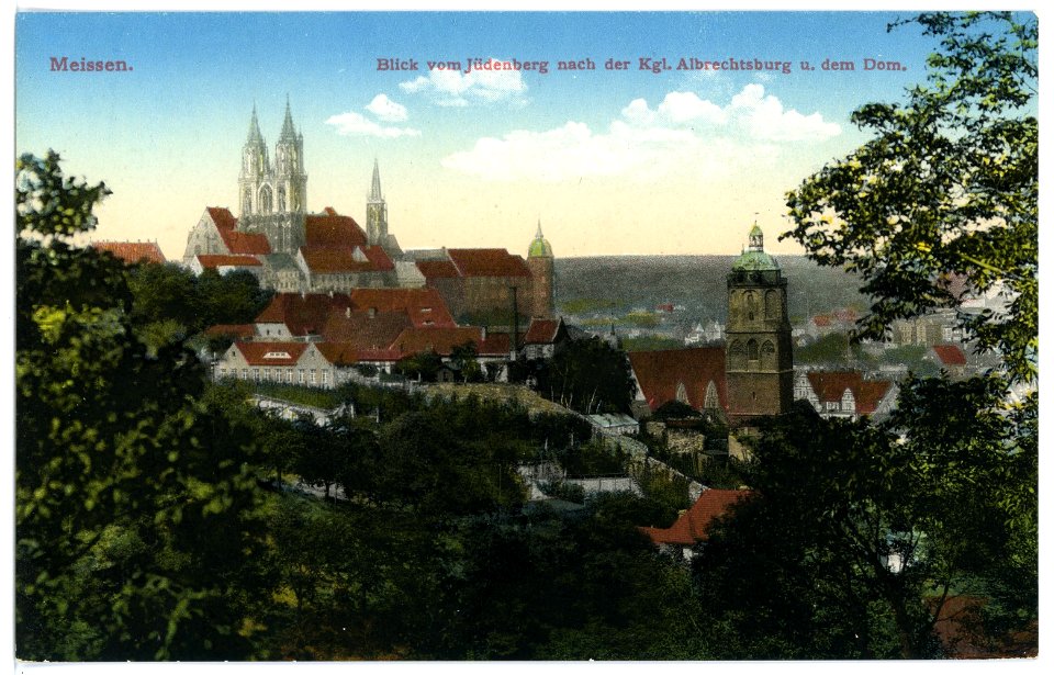 15504-Meißen-1913-Blick vom Jüdenberg auf Albrechtsburg und Dom-Brück & Sohn Kunstverlag