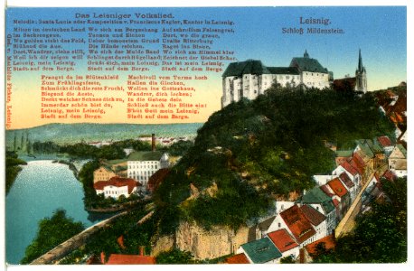 15174-Leisnig-1912-Schloß Mildenstein mit Leisniger Volkslied-Brück & Sohn Kunstverlag