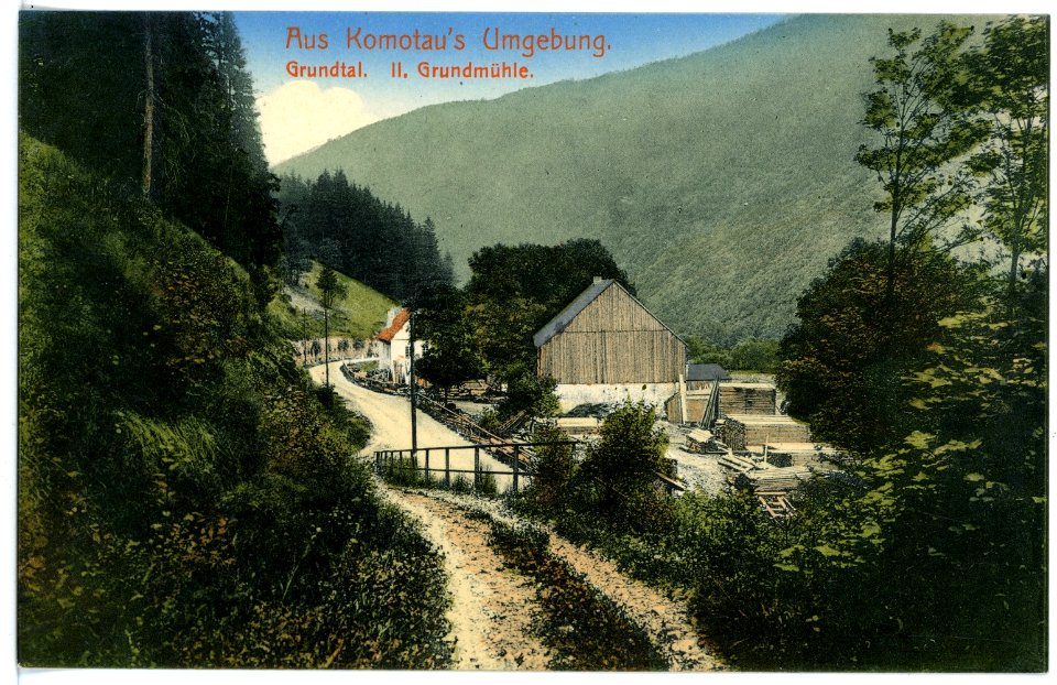 15569-Komotau-1913-Umgebung - 2. Grundmühle, Grundtal-Brück & Sohn Kunstverlag