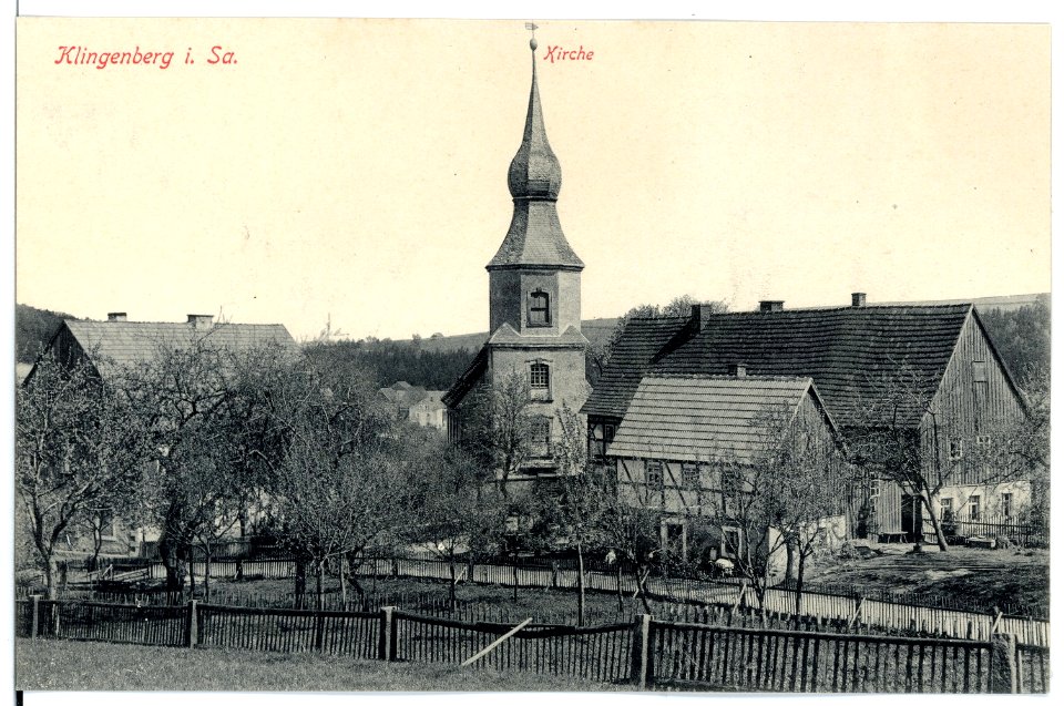 15699-Klingenberg-1913-Partie bei der Kirche-Brück & Sohn Kunstverlag