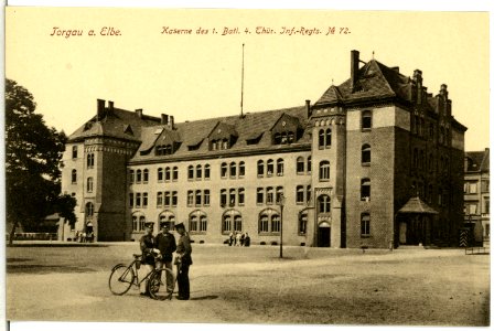 15243-Torgau-1912-Kaserne des 1. Bataillon 4. Thüringisches Infanterie-Regiment Nr. 72-Brück & Sohn Kunstverlag