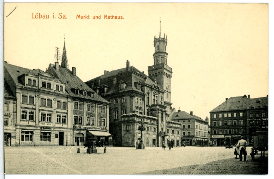 15104-Löbau-1912-Rathaus und Markt-Brück & Sohn Kunstverlag
