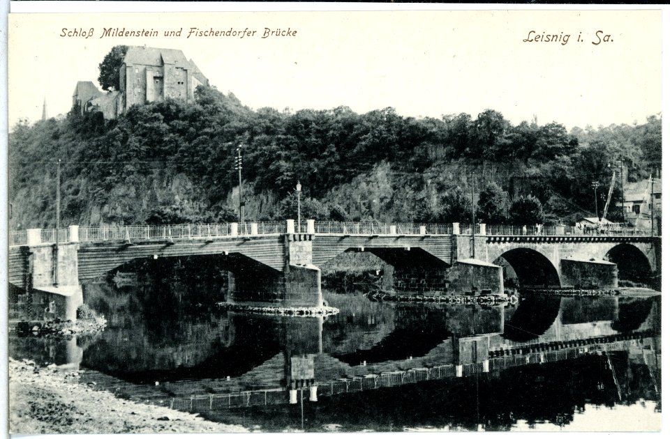 15009-Leisnig-1912-Schloß Mildenstein und Fischendorfer Brücke-Brück & Sohn Kunstverlag