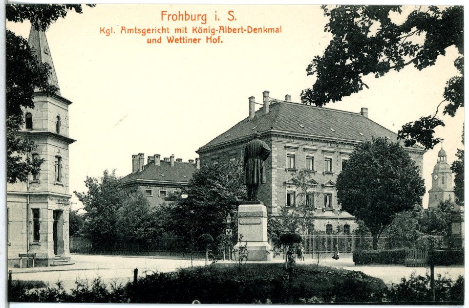 14984-Frohburg-1912-Amtsgericht, König Albert-Denkmal, Wettiner Hof-Brück & Sohn Kunstverlag
