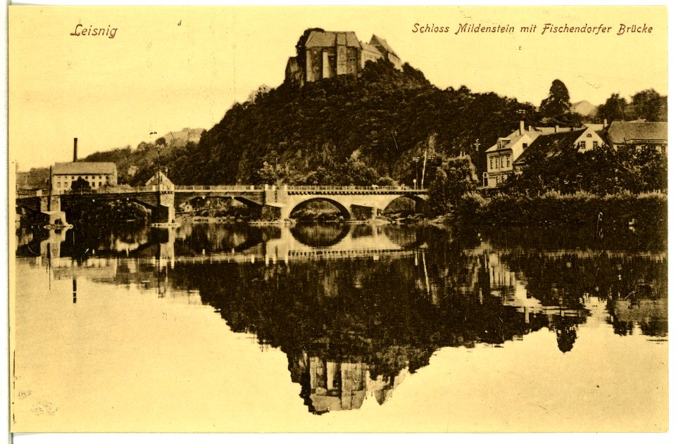 15015-Leisnig-1912-Schloß Mildenstein und Fischendorfer Brücke-Brück & Sohn Kunstverlag