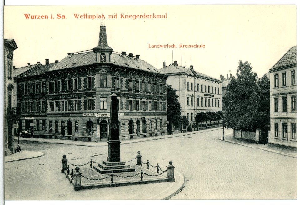 15086-Wurzen-1912-Wettinplatz mit Kriegerdenkmal-Brück & Sohn Kunstverlag