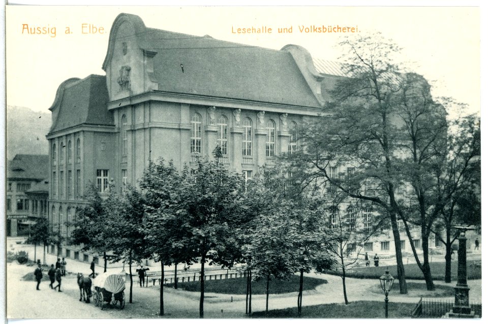 15374-Aussig-1913-Lesehalle und Volksbücherei-Brück & Sohn Kunstverlag