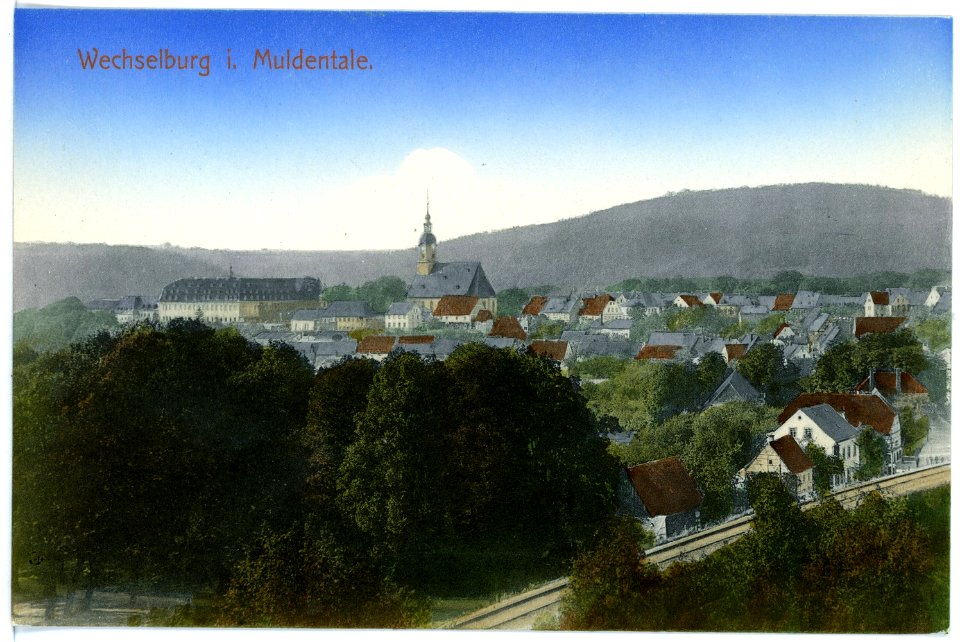 15461-Wechselburg-1913-Blick auf Wechselburg-Brück & Sohn Kunstverlag