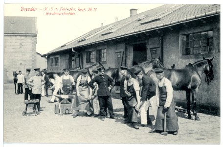 15710-Dresden-1913-1. Königlich Sächsisches Feld-Artillerie-Regiment Nr. 12 - Beschlagschmiede-Brück & Sohn Kunstverlag