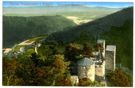 15556-Hassenstein-1913-Ruine, Blick nach Brunnersdorf-Brück & Sohn Kunstverlag