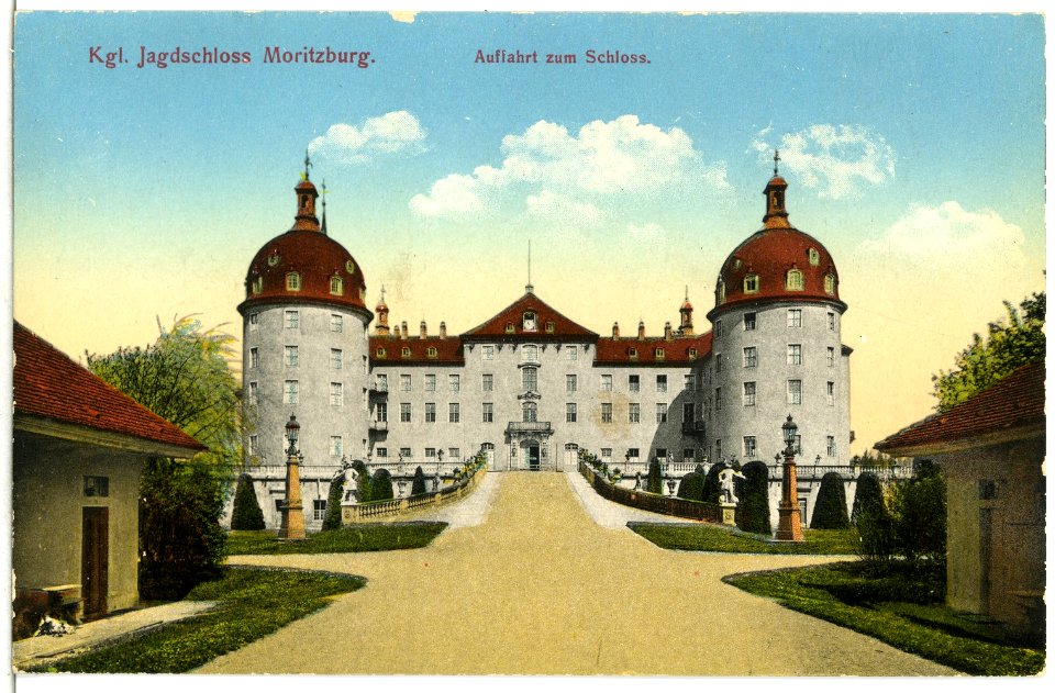 15423-Moritzburg-1913-Auffahrt zum Schloß-Brück & Sohn Kunstverlag
