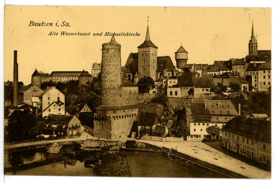 15746-Bautzen-1913-Alte Wasserkunst und Michaeliskirche-Brück & Sohn Kunstverlag