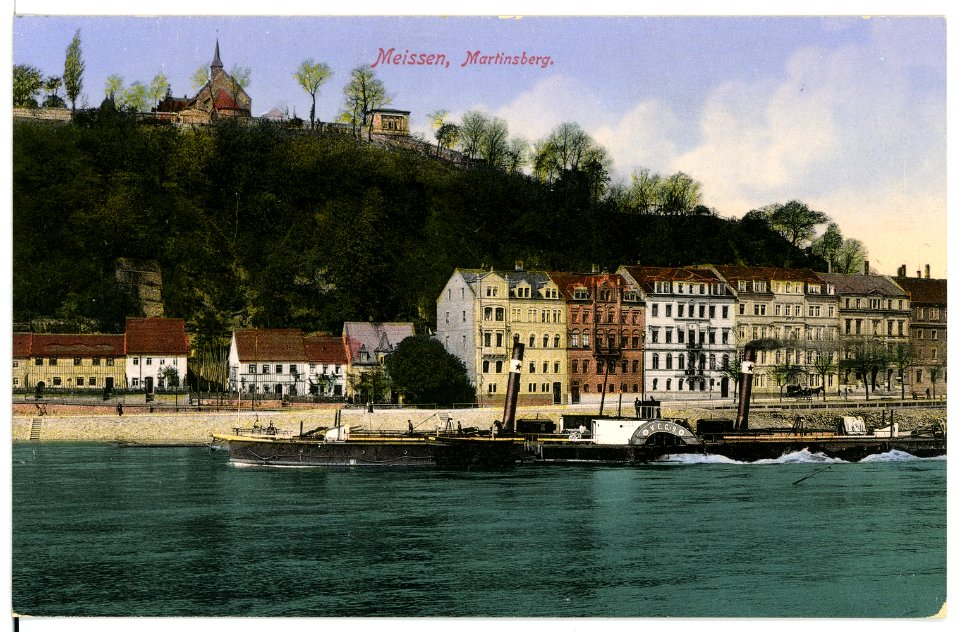 15734-Meißen-1913-Martinsberg - Elbe mit Schlepper V. E. C. 9-Brück & Sohn Kunstverlag