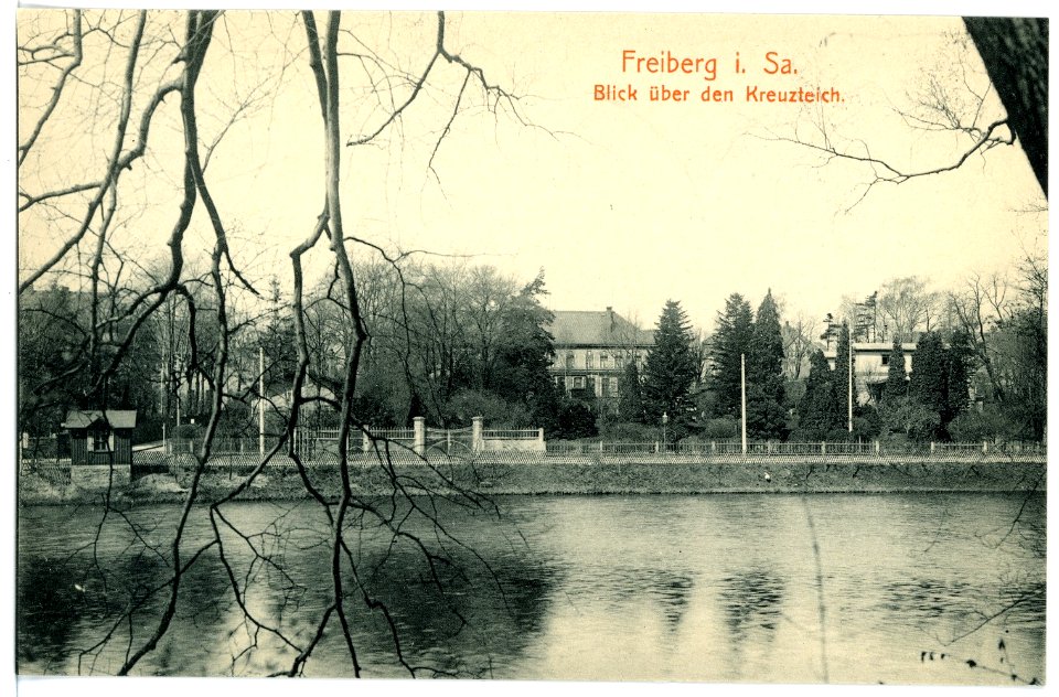 15496-Freiberg-1913-Blick über den Kreuzteich-Brück & Sohn Kunstverlag