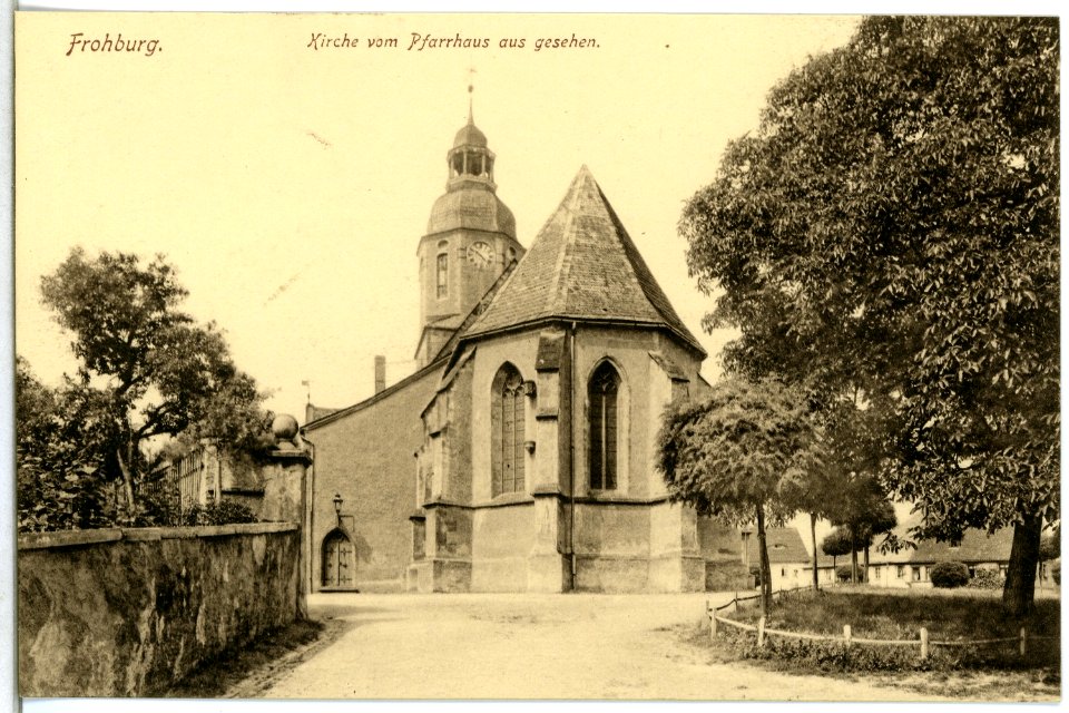 14969-Frohburg-1912-Kirche vom Pfarramt aus-Brück & Sohn Kunstverlag