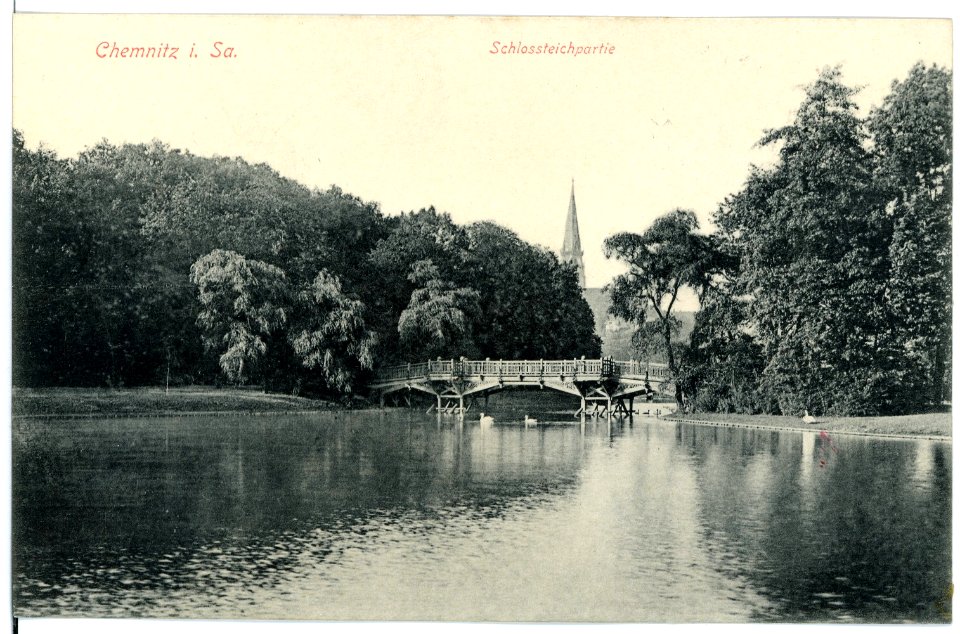 15605-Chemnitz-1913-Schloßteich und Schloßkirche-Brück & Sohn Kunstverlag