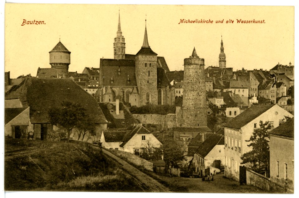 15747-Bautzen-1913-Alte Wasserkunst und Michaeliskirche-Brück & Sohn Kunstverlag