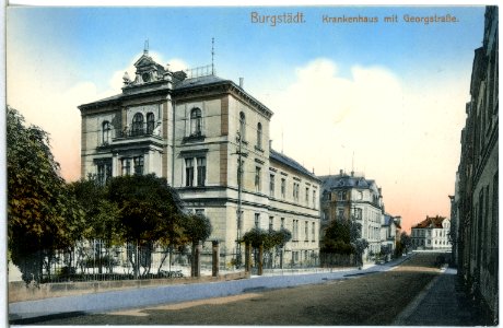 14965-Burgstädt-1912-Krankenhaus mit Georgstraße-Brück & Sohn Kunstverlag