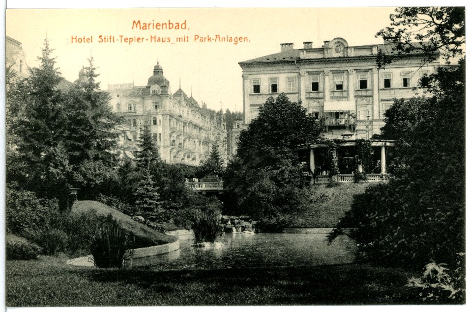 15263-Marienbad-1912-Hotelstift Tepler Haus mit Parkanlagen-Brück & Sohn Kunstverlag