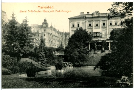 15263-Marienbad-1912-Hotelstift Tepler Haus mit Parkanlagen-Brück & Sohn Kunstverlag