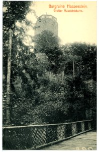 15558-Hassenstein-1913-Ruine, Großer Aussichtsturm-Brück & Sohn Kunstverlag