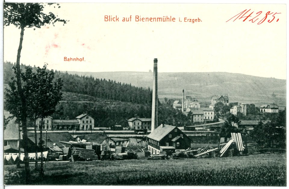14285-Bienenmühle-1912-Blick auf Bienenmühle, Bahnhof-Brück & Sohn Kunstverlag