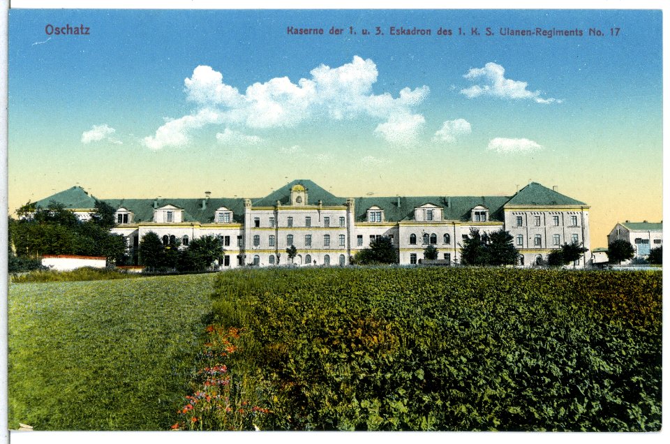 15224-Oschatz-1912-Kaserne des 1. und 3. Eskadron des 1. Königlich Sächsischen Ulanen-Regiment Nr. 17-Brück & Sohn Kunstverlag