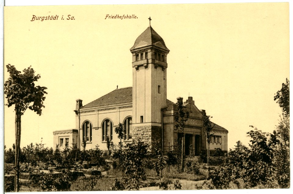 15085-Burgstädt-1912-Friedhofshalle-Brück & Sohn Kunstverlag