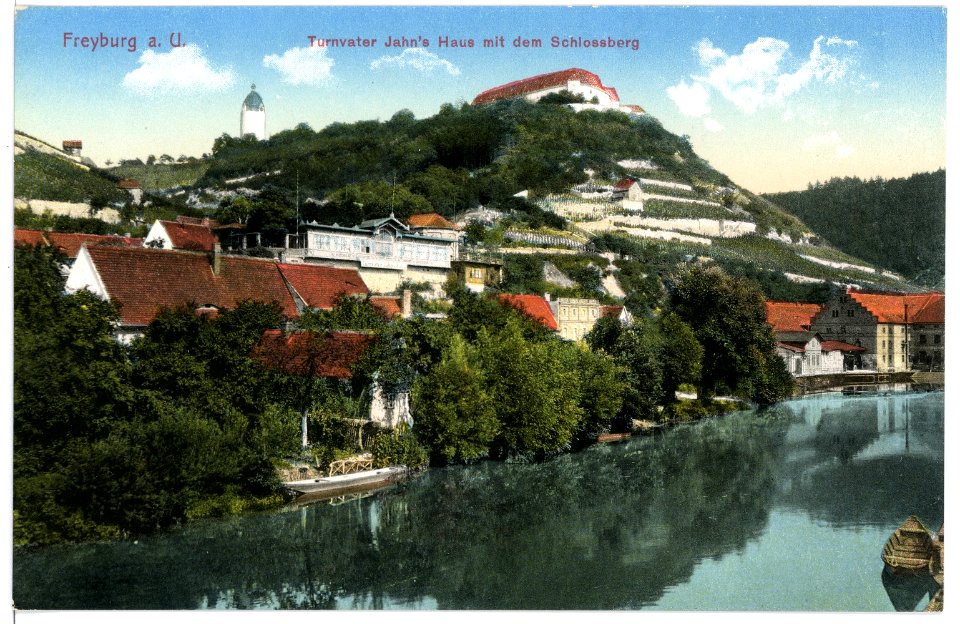15530-Freyburg-1913-Turnvater Jahns Haus mit dem Schloßberg-Brück & Sohn Kunstverlag