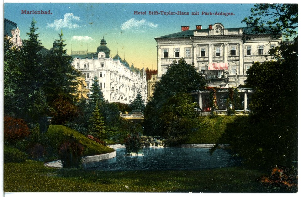 15293-Marienbad-1912-Hotelstift Teplerhaus und Park-Brück & Sohn Kunstverlag