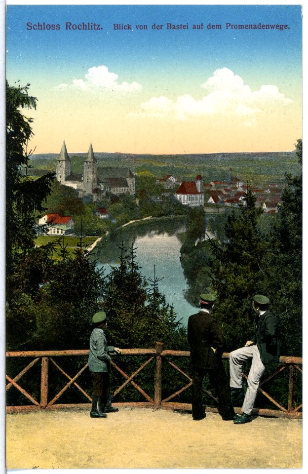 15379-Rochlitz-1913-Blick von der Bastei auf den Promenadenwege-Brück & Sohn Kunstverlag