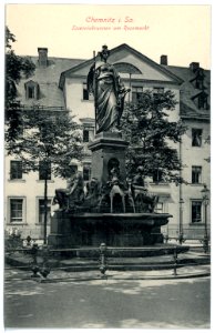 15607-Chemnitz-1913-Saxoniabrunnen am Roßmarkt-Brück & Sohn Kunstverlag