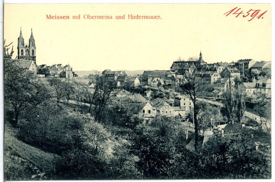 14591-Meißen-1912-Obermeisa und Hintermauer - Domtürme, St. Afra-Kirche-Brück & Sohn Kunstverlag